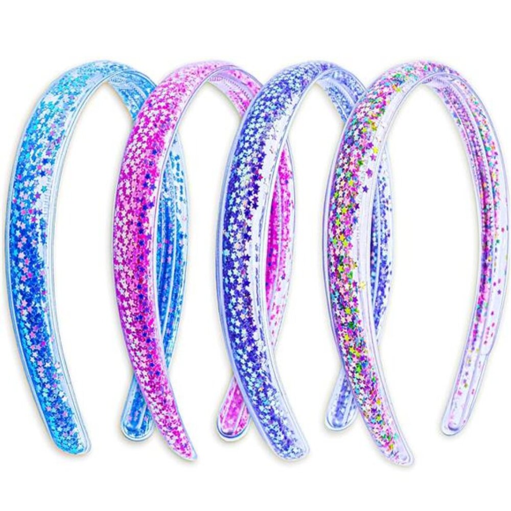 Girls Glitter Headbands 4 Pack Kids Sparkle Hair Accessories Toddler Birthday